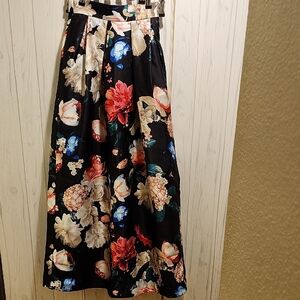 Eliza J Black Maxi Skirt with Colorful Floral Print